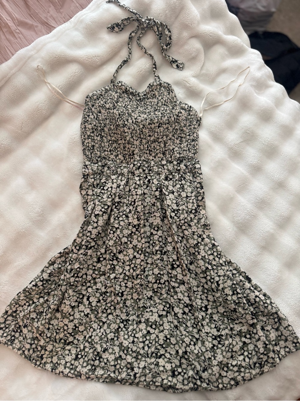 Patrons of Peace Sage Floral Halter Mini Dress ✨